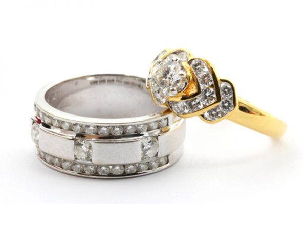 Golden silver wedding rings